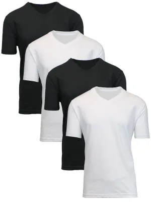 Men's (4-Pack) Short Sleeve V-Neck Modern Fit Classic Tees (S-3XL)