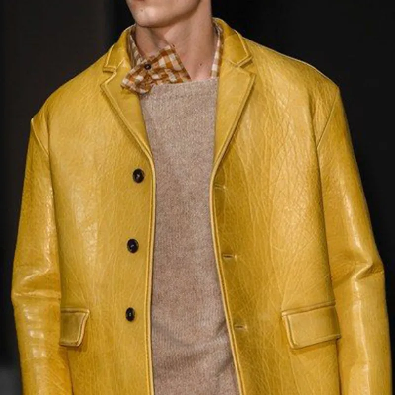 Men's Fashion Casual Single-breasted Textured Leather Blazer 82956019K