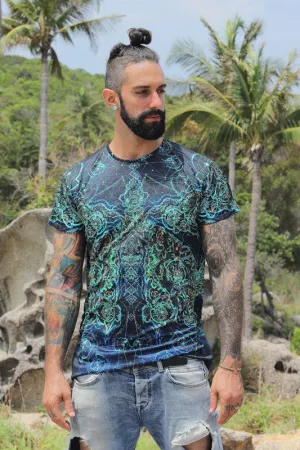 Mens Rave Shirt | Psy Clothing | Sacred Geomery Shirt | Fractal Shirt | Galactic Butterfly (TS)