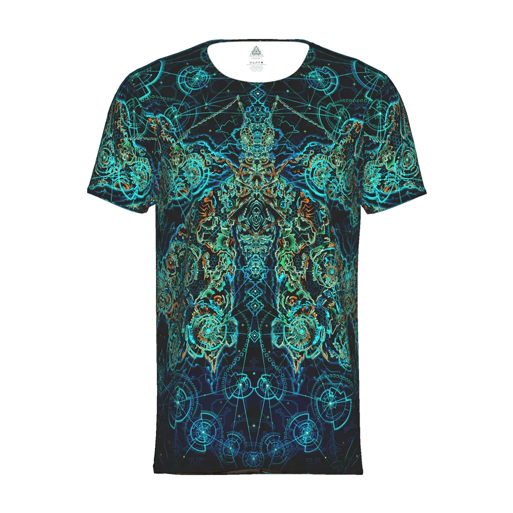 Mens Rave Shirt | Psy Clothing | Sacred Geomery Shirt | Fractal Shirt | Galactic Butterfly (TS)