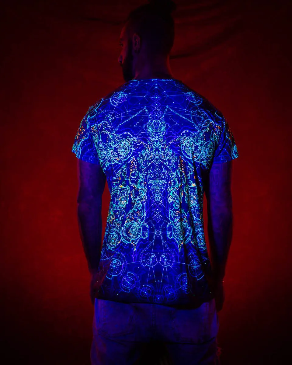 Mens Rave Shirt | Psy Clothing | Sacred Geomery Shirt | Fractal Shirt | Galactic Butterfly (TS)
