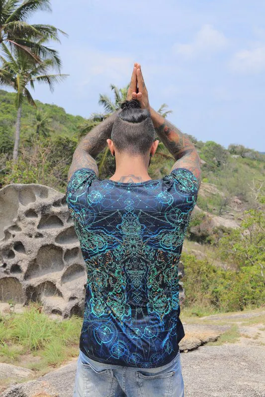 Mens Rave Shirt | Psy Clothing | Sacred Geomery Shirt | Fractal Shirt | Galactic Butterfly (TS)