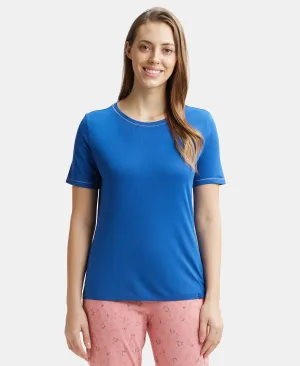Micro Modal Cotton Relaxed Fit Round neck Half Sleeve T-Shirt - Blue Quartz