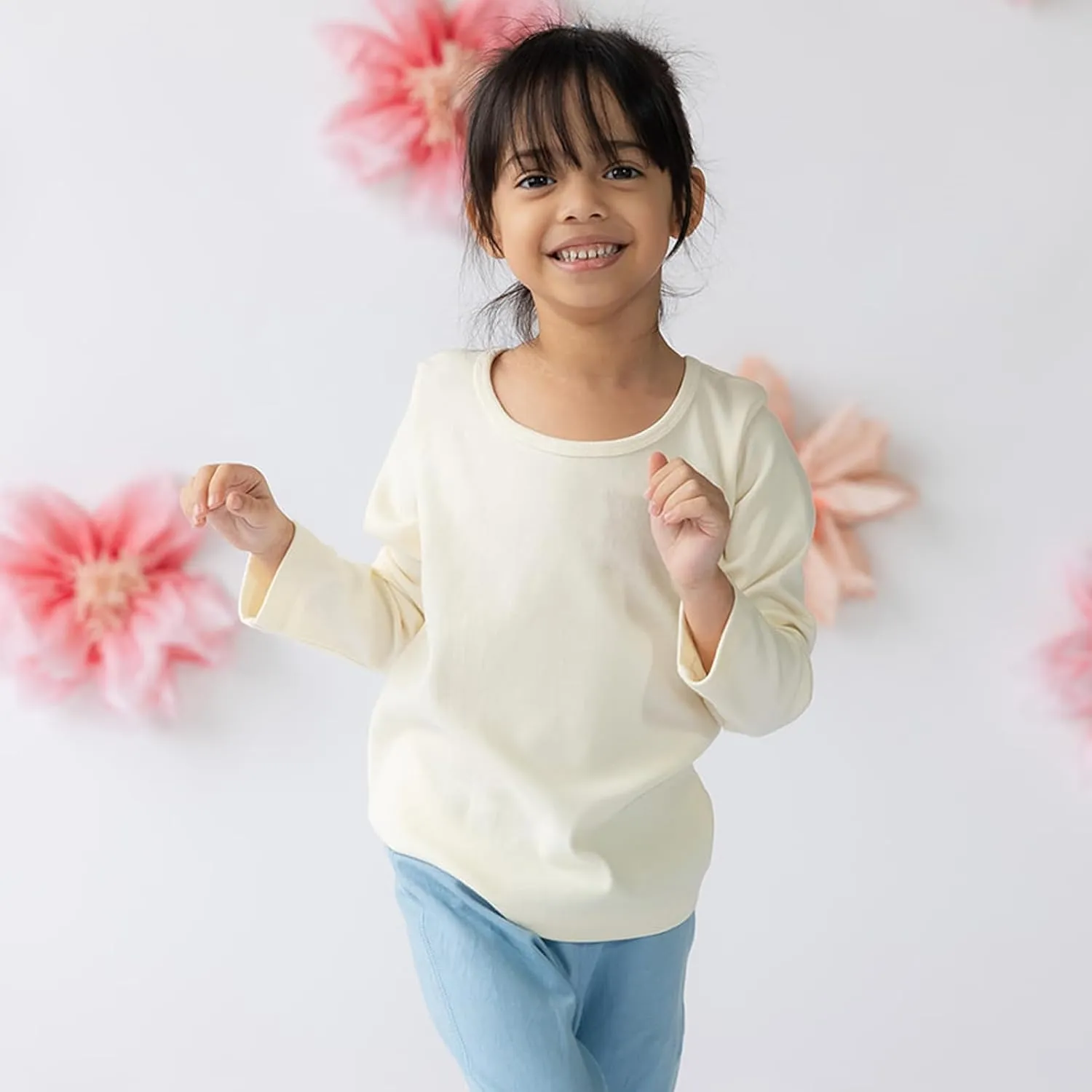 Mightly Girls Fair Trade Organic Cotton Long Sleeve Ribbed Scoop Neck Tee