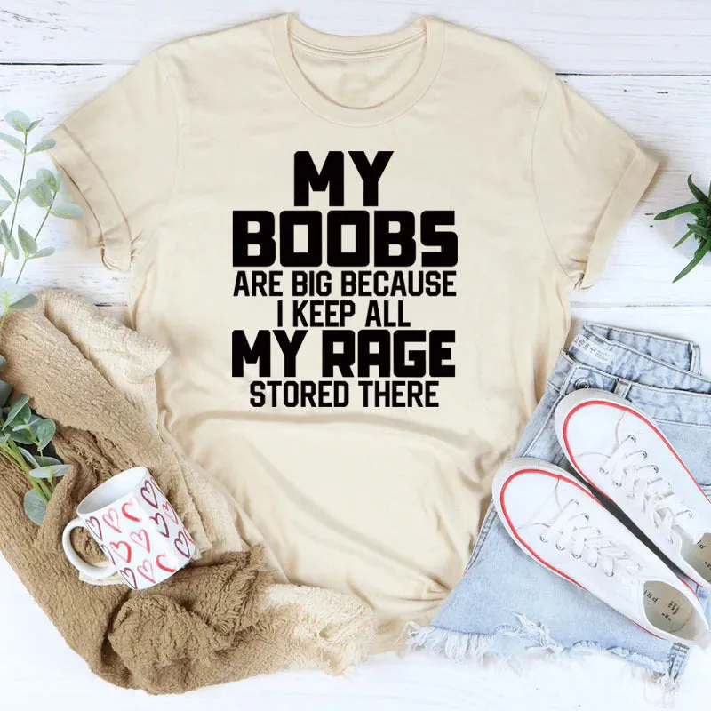 MY BOOBS ARE BIG LETTERS Women's Short-sleeved Loose Round Neck T-shirt
