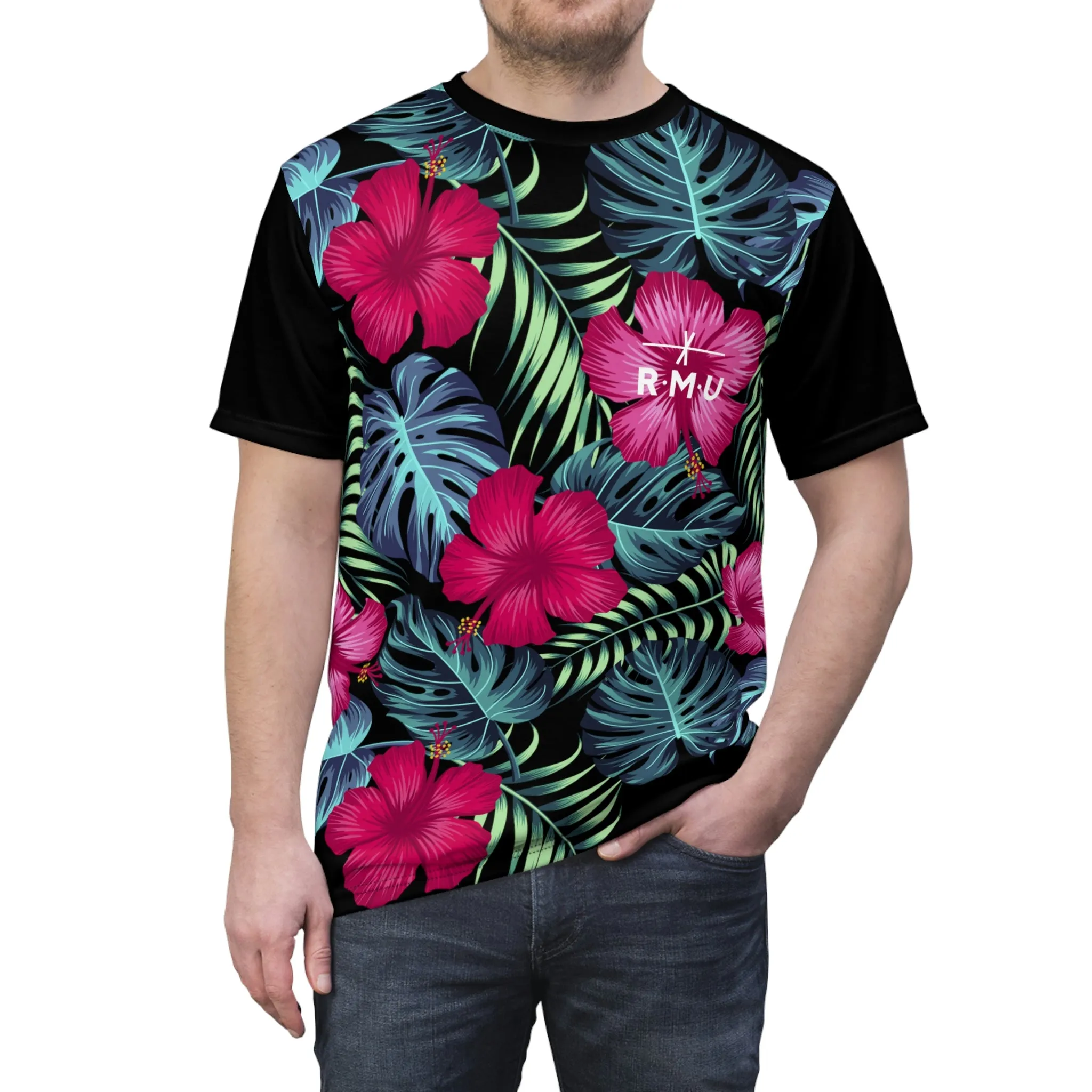Neon Hawaiian Party Time Tech Tee