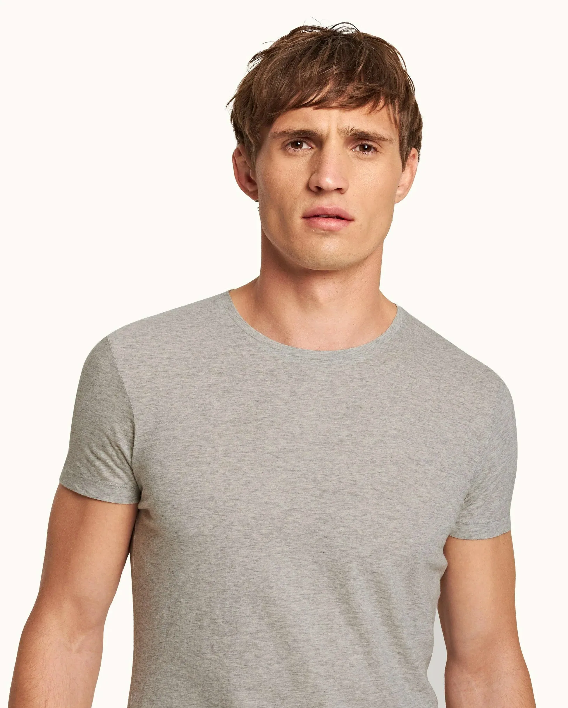 OB-T-SHIRT TAILORED FIT CREW NECK / MID GREY MELANGE