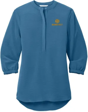 Port Authority Ladies 3/4-Sleeve Textured Crepe Tunic