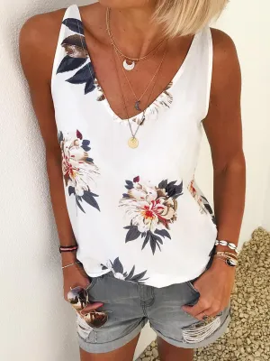 Printed Sleeveless Casual T-Shirt