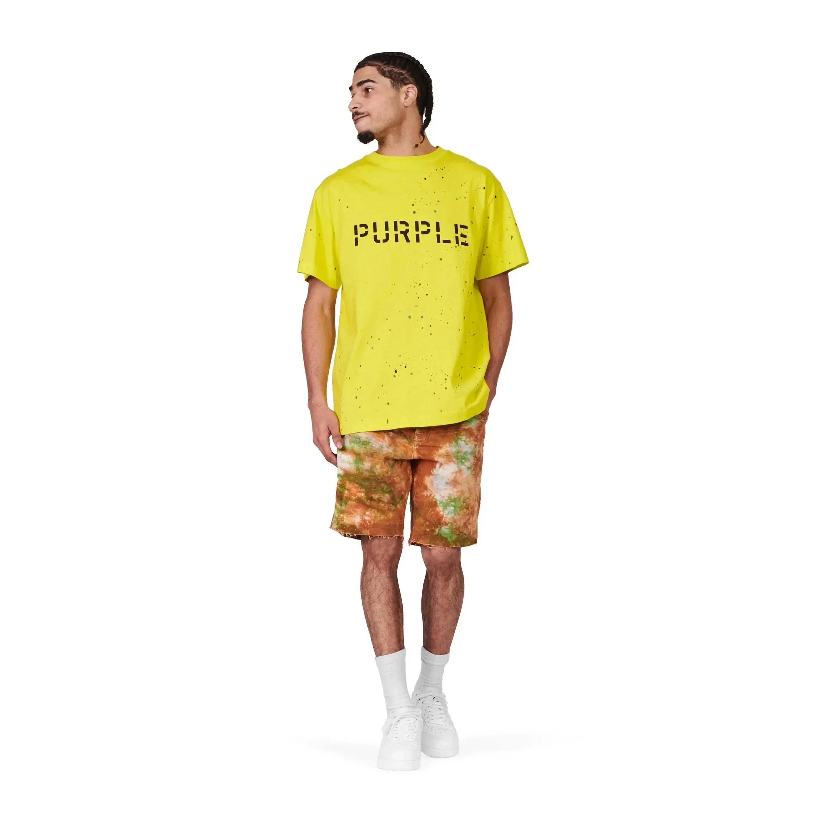 Purple Brand Stencil Logo with Paint T-Shirt