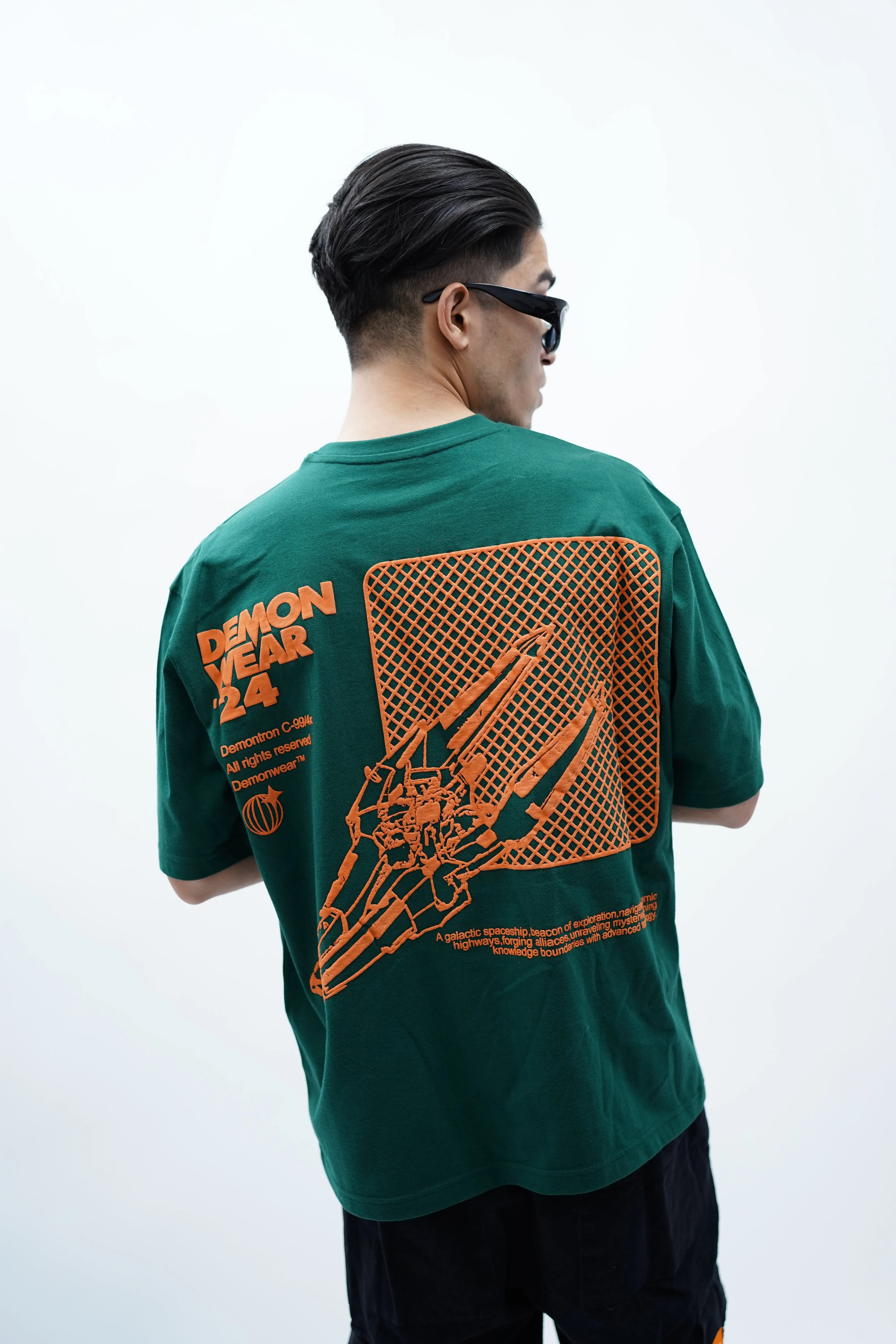 "Personal Space" Oversized Puff Print Green T-Shirt By DemonWear for Him