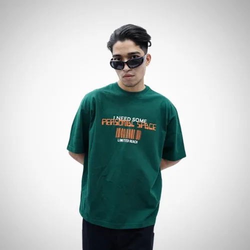 "Personal Space" Oversized Puff Print Green T-Shirt By DemonWear for Him