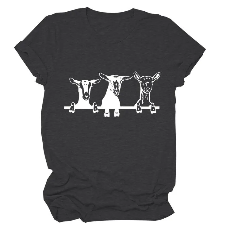 Round Neck Printing Loose Short Sleeve Fashion Womens T-Shirt