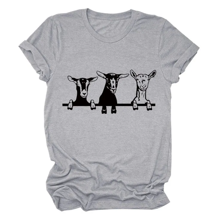 Round Neck Printing Loose Short Sleeve Fashion Womens T-Shirt