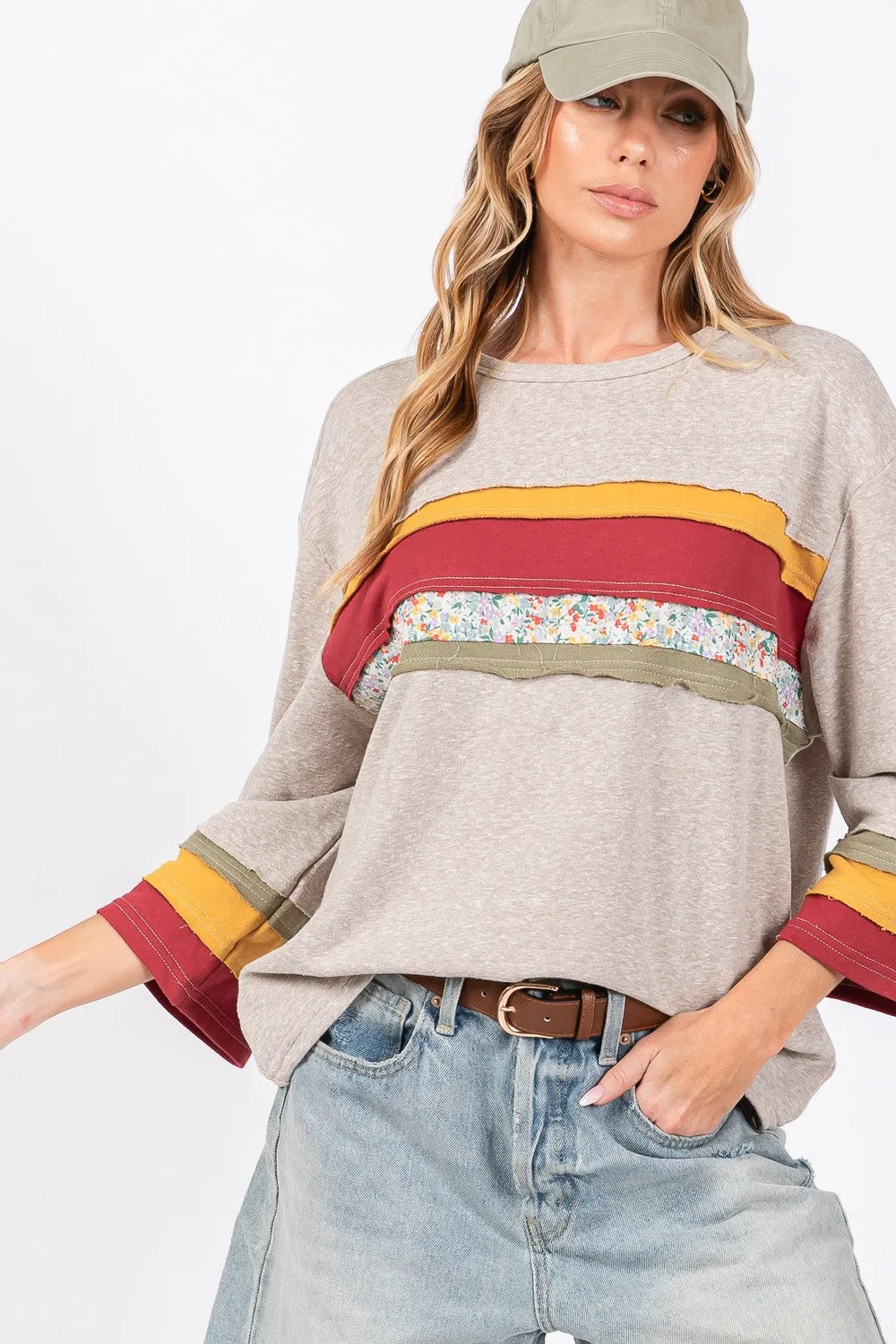 SAGE   FIG French Terry Color Block T-Shirt