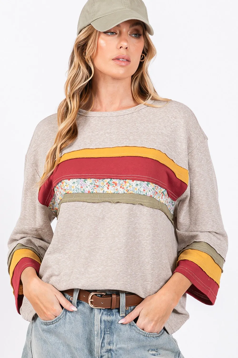 SAGE   FIG French Terry Color Block T-Shirt