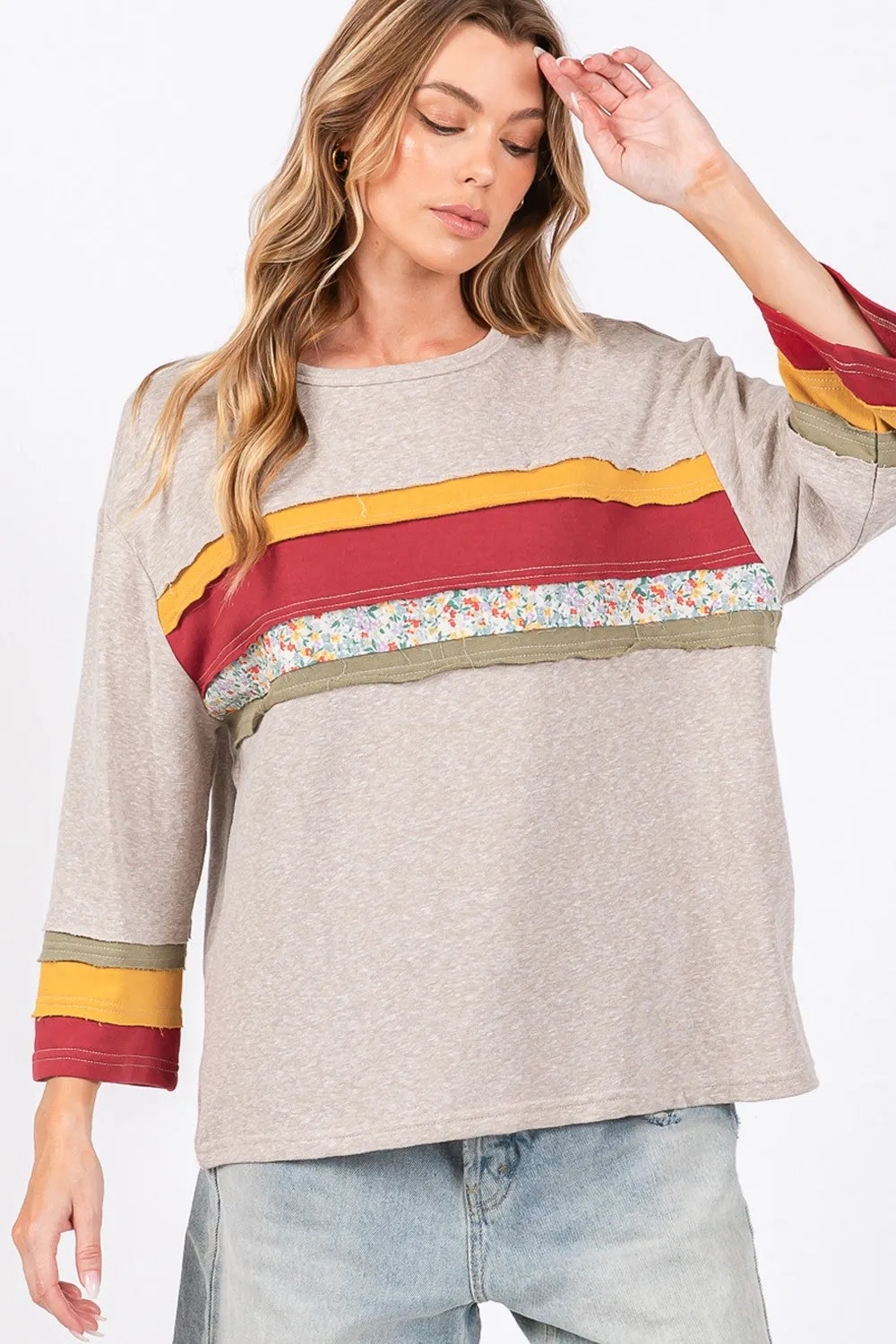 SAGE   FIG French Terry Color Block T-Shirt
