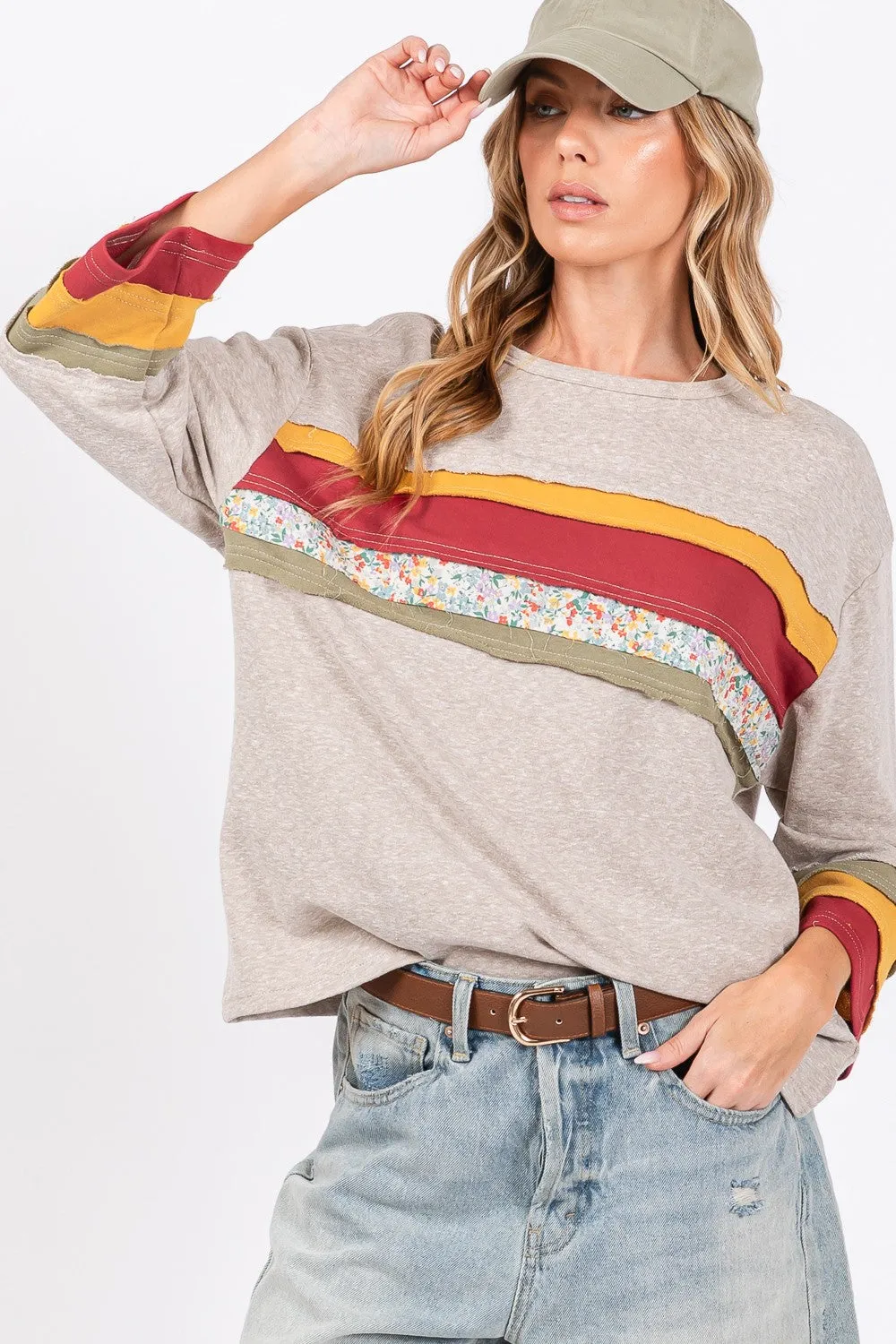 SAGE   FIG French Terry Color Block T-Shirt