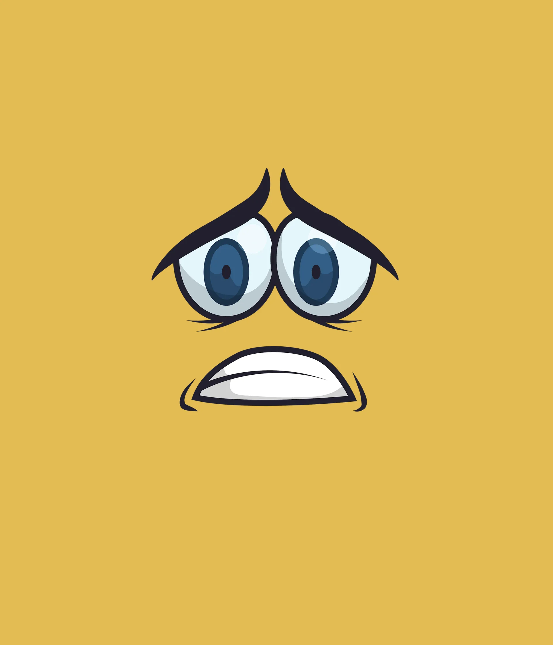 SCARED EXPRESSION HALF-SLEEVE T-SHIRTS (YELLOW)
