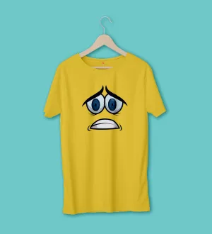 SCARED EXPRESSION HALF-SLEEVE T-SHIRTS (YELLOW)