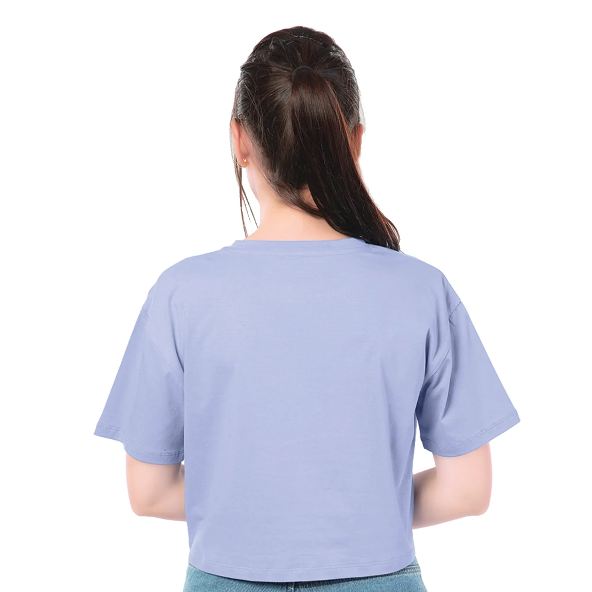 SCT-24017-Cotton Worry Free Oversized Crooped T-Shirt  Blue