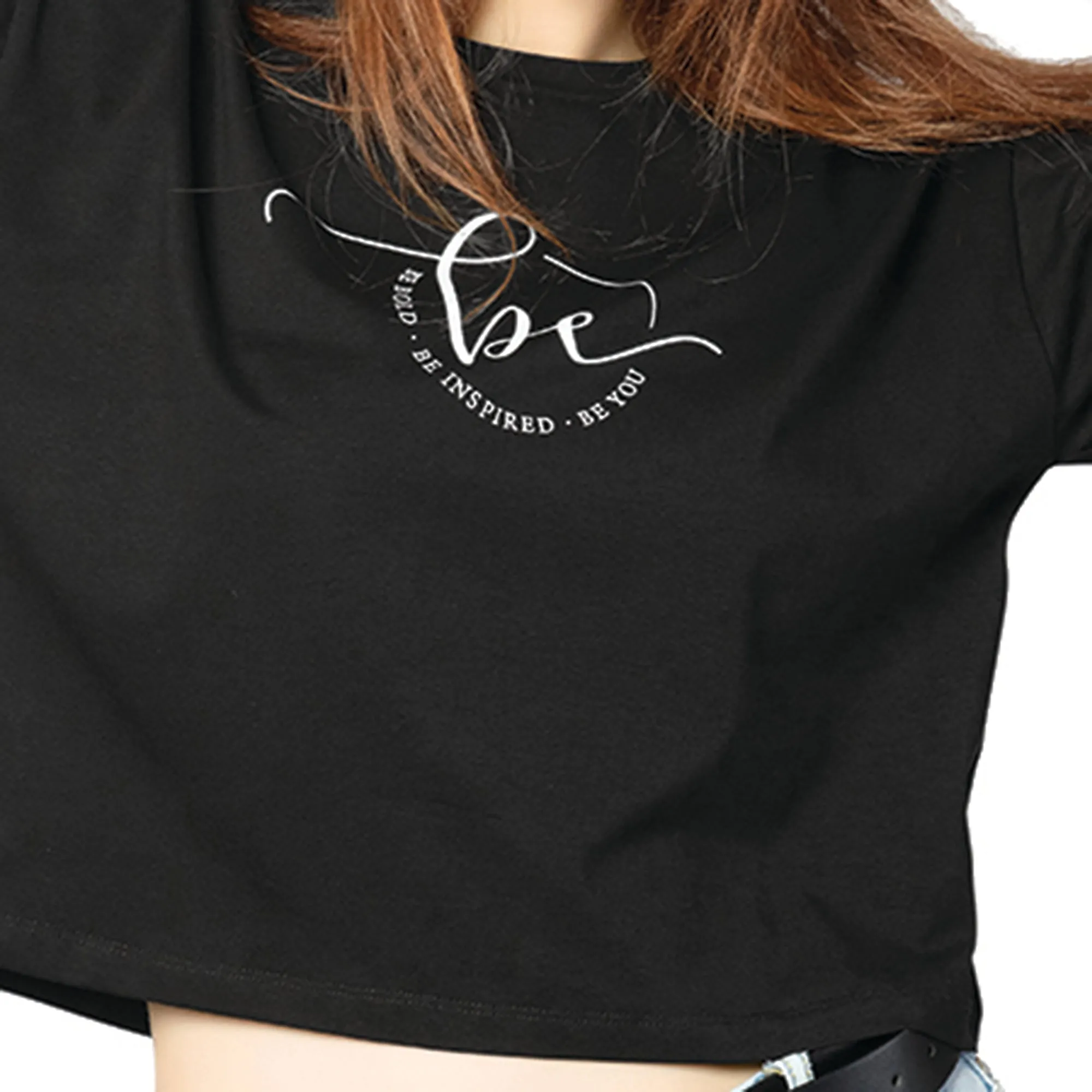 SCT-24029 Cotton Boldly You Oversized Crooped T-Shirt  Black