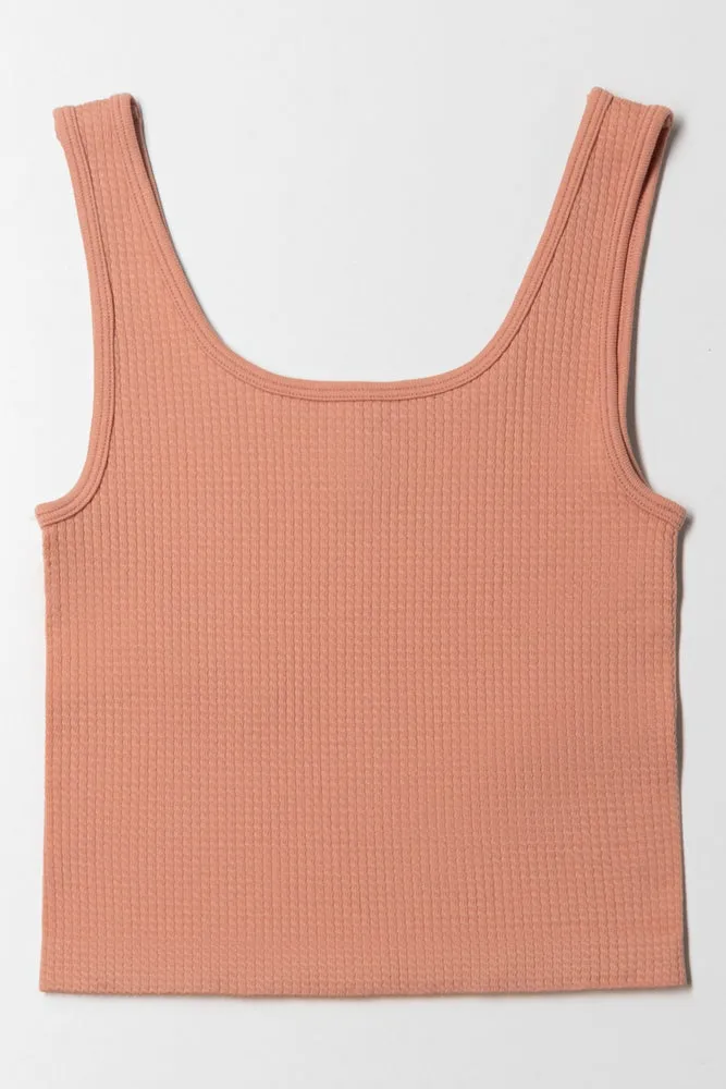 Seamless Textured Knotch Vest Natural