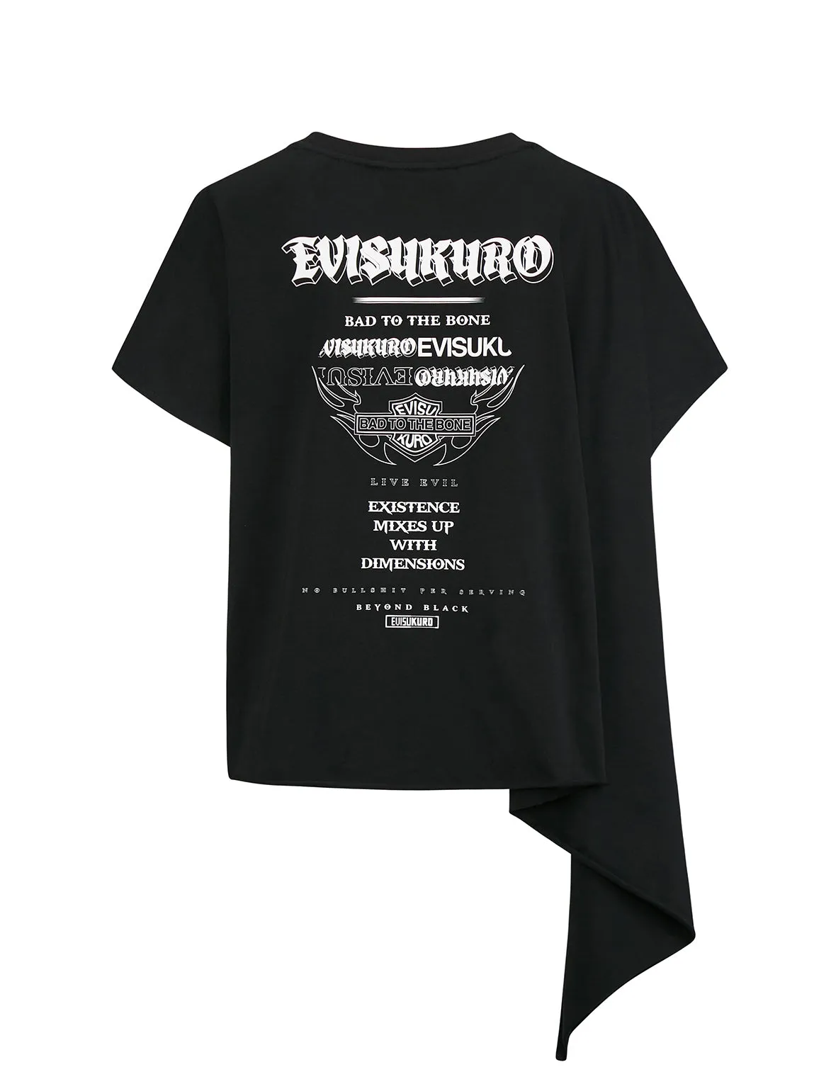 Slogan Print Asymmetric Sleeve T-shirt