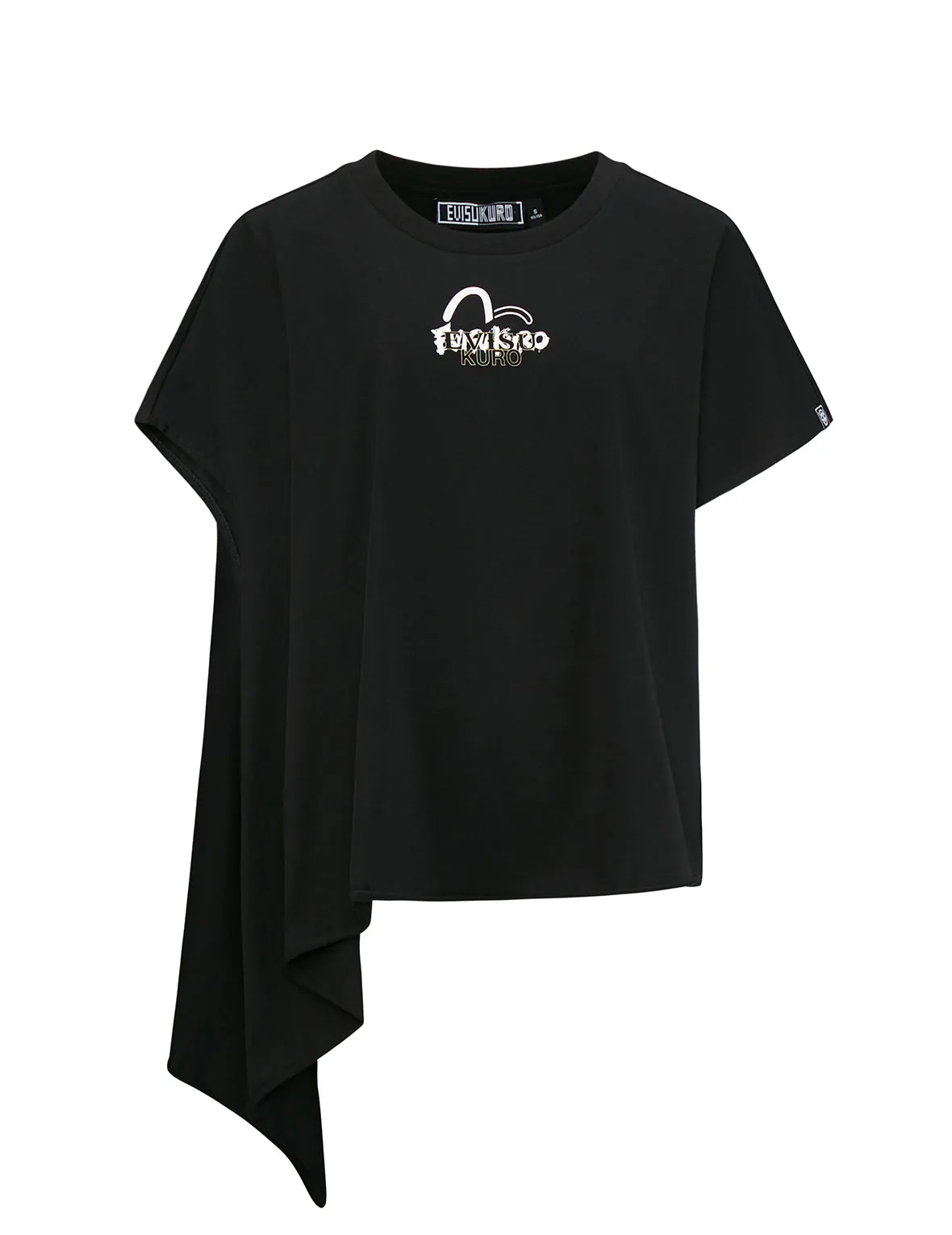 Slogan Print Asymmetric Sleeve T-shirt