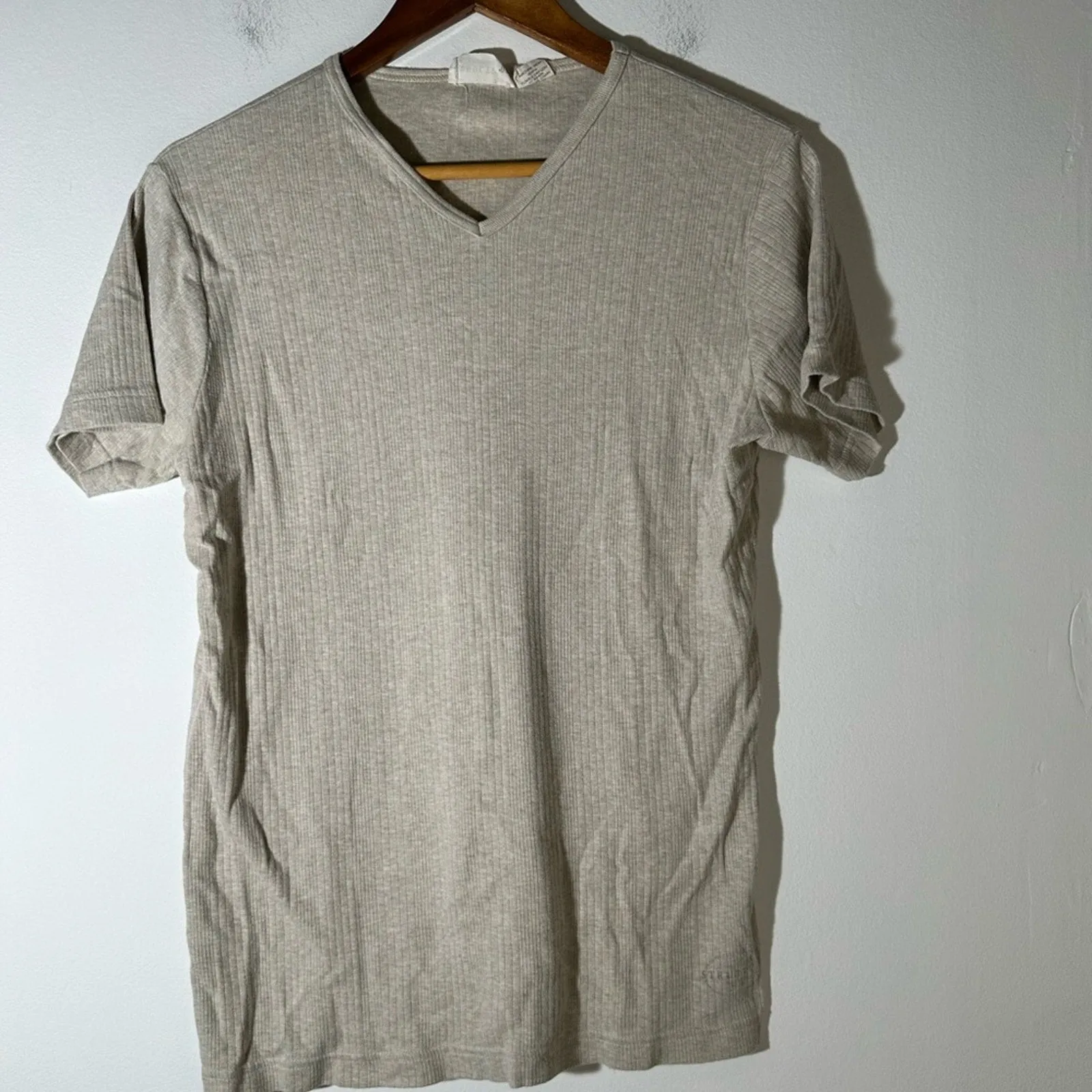 Structure Ribbed V Neck Tee Shirt