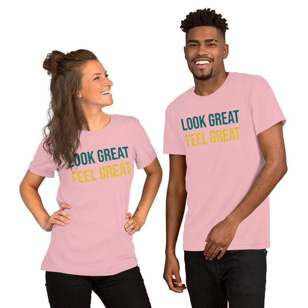 T Shirts - Look Great. Feel Great (Glamourange Motivation Staple T-Shirts - Front Print 002 Model)