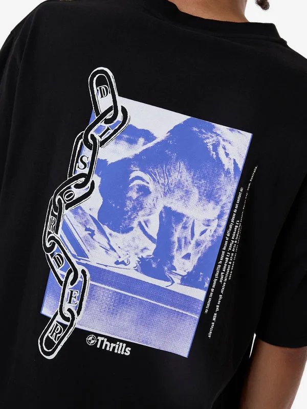 THRILLS Chain Of Disorder Oversize Fit Tee - BLACK