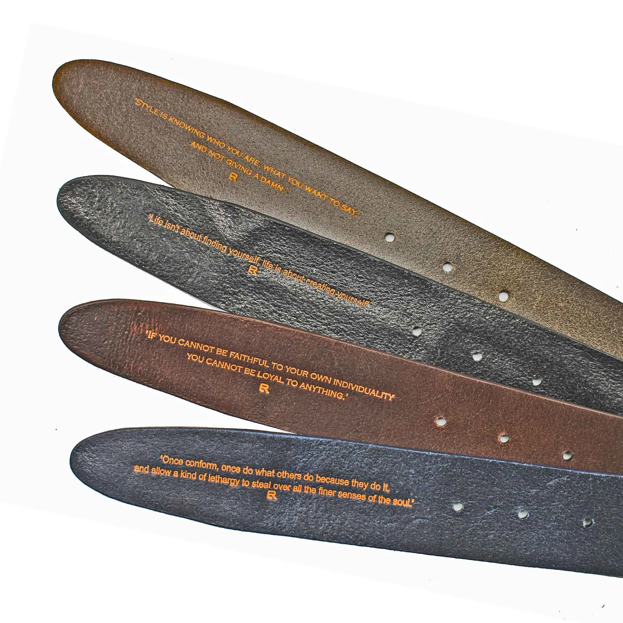 Tumbled Unlined Vintage Feel Leather Belt Strap