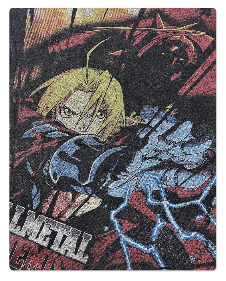 Vintage Fullmetal Alchemist T-Shirt - Distressed Anime Graphic Tee Featuring Edward Elric