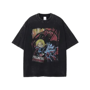 Vintage Fullmetal Alchemist T-Shirt - Distressed Anime Graphic Tee Featuring Edward Elric