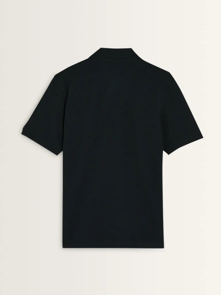 WES Casuals Green Relaxed-Fit Cotton Blend Polo T-Shirt