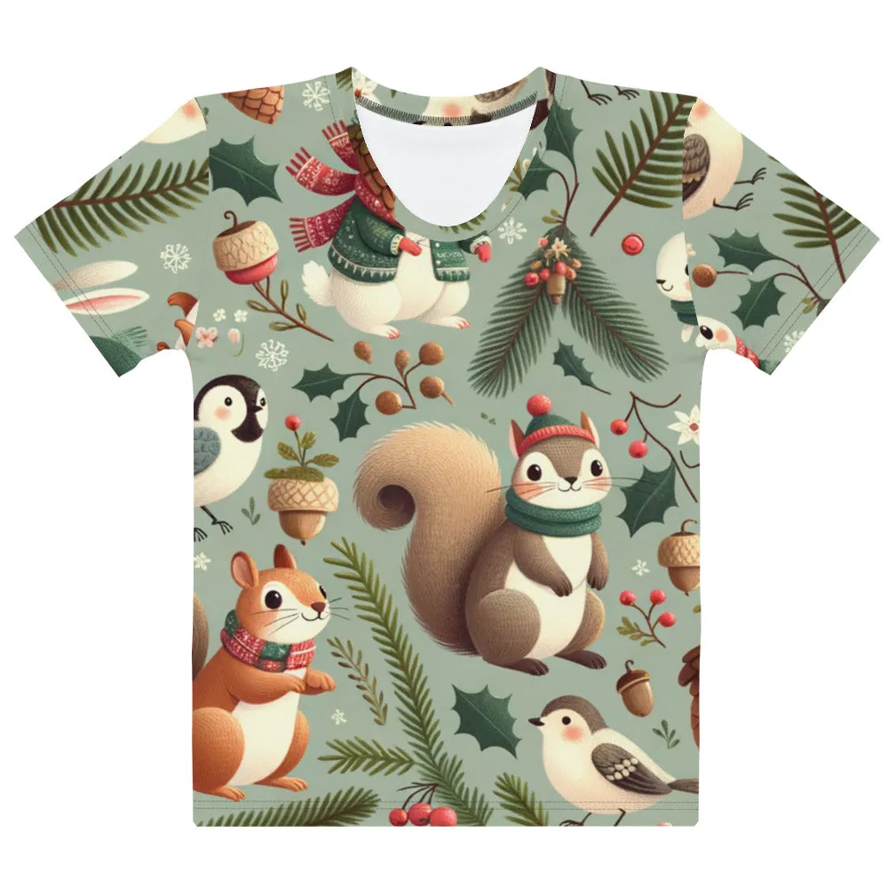 Whimsical Winter Wear Women's Crew Neck T-Shirt