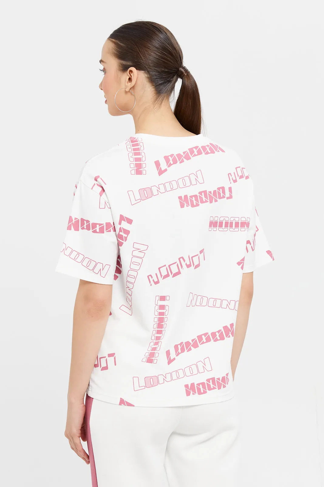 Women White Oversized Printed T-Shirt