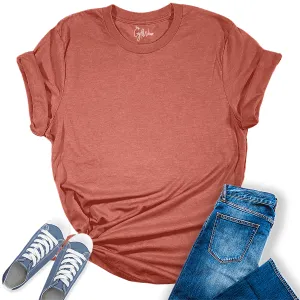 Womens Heather Clay T Shirts Premium Casual Short Sleeve Shirts Oversized Tops
