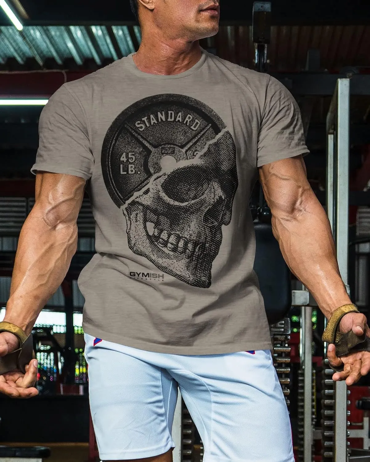 Workout Shirts for Men, Gym Skull Men's T-Shirt, Weightlifting Funny Tee Shirts
