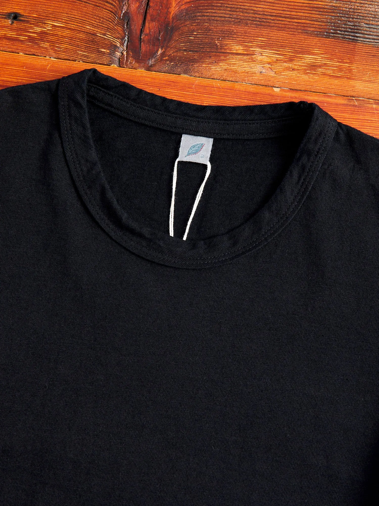 Yarn Dyed Knit T-Shirt in Black Indigo